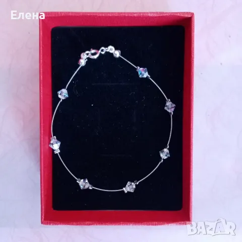 Гривна с кристали и сребро 925 