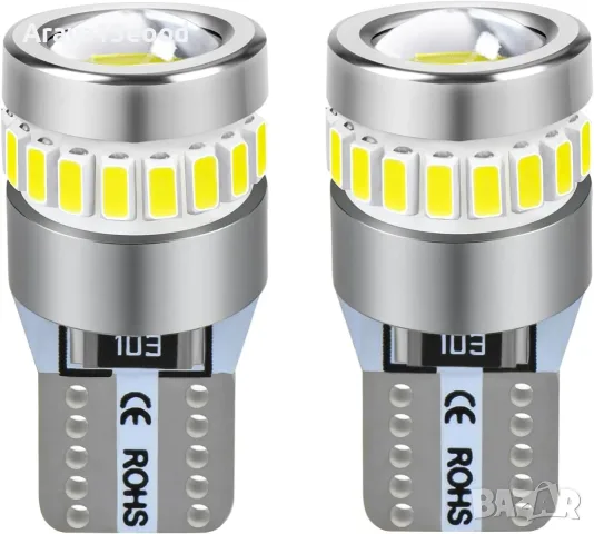 LED крушки T10 W5W 6000K 12V – бяла светлина, 2 броя
