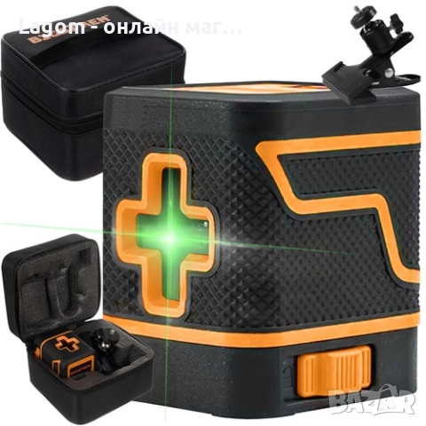 Лазерен нивелир с кръстосан лазер Bigstren, самонивелиращ се, зелен, 15x14x10cm