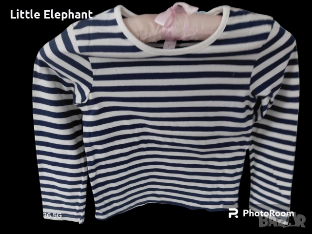 Блузка за 5-6 год мом голямо райе,бяло и тъмно синьо,Англия/нова