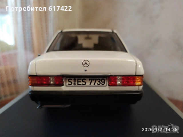 1:18 Метален модел на Mercedes Benz 190E W201-  Norev, снимка 8 - Колекции - 53022820