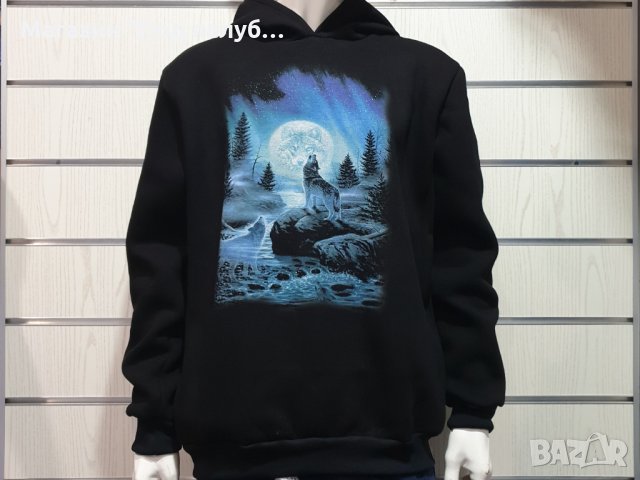 Нов мъжки суичър с дигитален печат Вълк, пълнолуние, Серия вълци, снимка 5 - Суичъри - 30174460