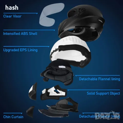 Каска за мотоциклети Favoto, XL (61 см), снимка 5 - Аксесоари и консумативи - 47538699