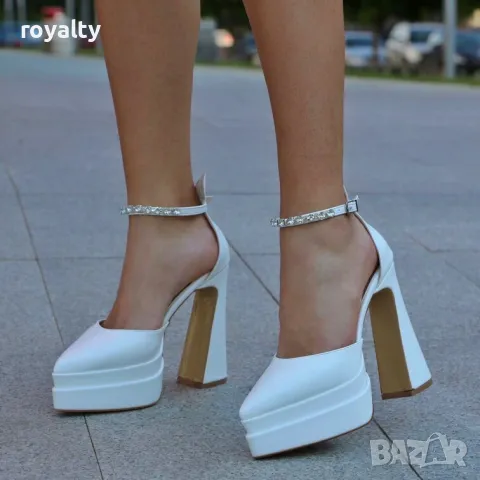 Сандали на ток - бяла кожа , снимка 2 - Сандали - 49830675