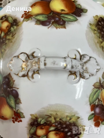 Един ослепителен красавец♥️ Бял порцелан, плодов мотив, красиви дръжки и впечатляващо столче. , снимка 11 - Други - 51304948
