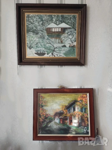 ПРОМО-2 маслени картини за 85€-репродукция„Букет от хризантеми“ Реноар и бели цветя-стара немска, снимка 2 - Картини - 53653834