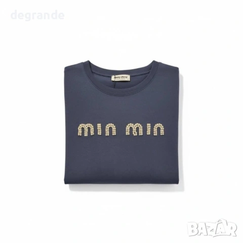 🎀Дамска Тениска с Камъчета MiuMiu, снимка 2 - Тениски - 53956967