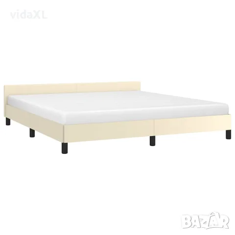 vidaXL Рамка за легло с табла без матрак, кремава, 180x200 см, снимка 3 - Спални и легла - 56147173