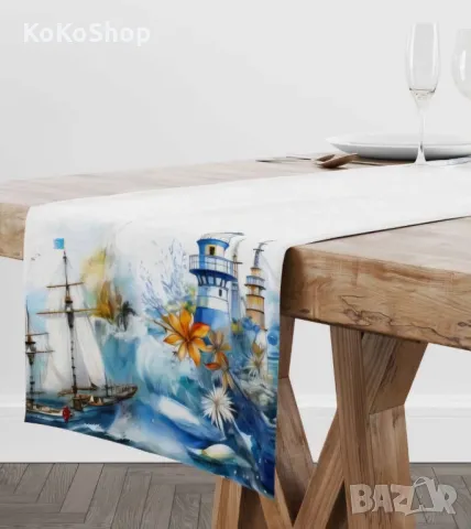 Тишлайфер-140х40 см./покривка с морски мотиви/покривка