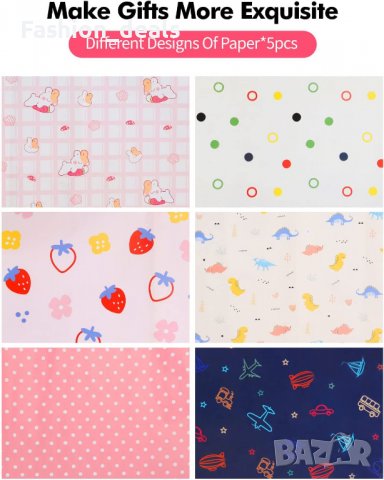 Нови 6 листа цветна хартия 50×70 см за опаковане на подаръци занаяти, снимка 2 - Други - 39372213