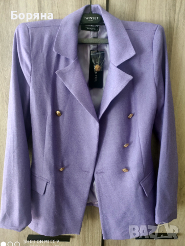 НАМАЛЕН - Trendyol нов елегантен лилав блейзър , снимка 2 - Сака - 44699659
