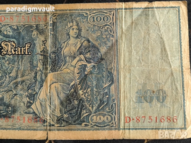 Райх банкнота - Германия - 100 марки | 1910г., снимка 6 - Нумизматика и бонистика - 54231283