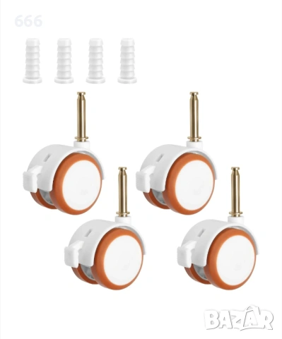 Комплект от 4 въртящи се колела от каучук със спирачка