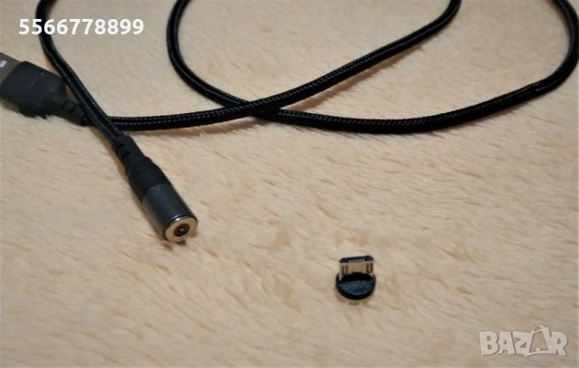 Чисто нов магнитен кабел 1м. + 1бр. конектор micro usb, снимка 2 - USB кабели - 32071419