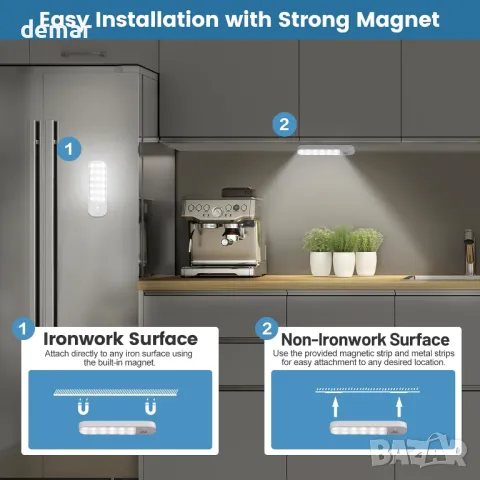 4 броя USB вътрешни акумулаторни LED лампи, сензор за движение, плавно димиране с 3 цветни светлини, снимка 7 - Лед осветление - 47378538