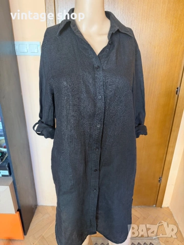 Черна ленена туника Escada Sport, размер S, снимка 6 - Туники - 54099206