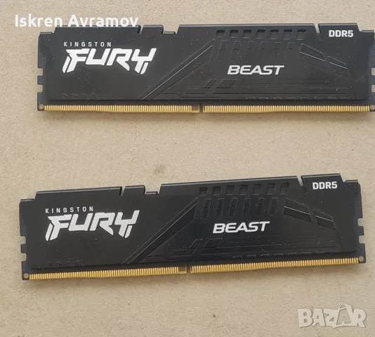 Памет 32GB (2x 16GB) DDR5 6000MT/s, Kingston FURY Beast Black KF560C36BBEK2-32, 1.25 V