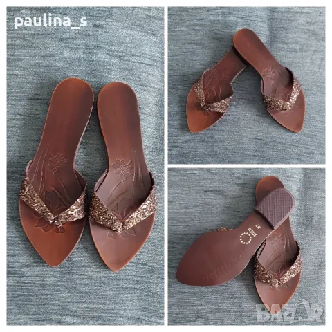 Чехли с блестящи каишки / Italy , снимка 2 - Чехли - 50163709