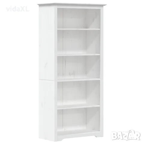 vidaXL Етажерка за книги BODO бяла 82x40x173 см бор масив 5 нива