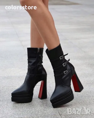 Боти на ток - черна кожа - YSV3, снимка 2 - Дамски боти - 37556806