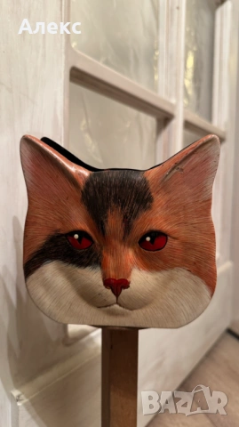 Винтидж Авторски салфетник– рисувано лаково дърво, подписан., снимка 2 - Аксесоари за кухня - 53065485