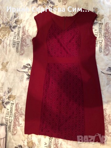 Елегантна червена рокля с дантела отпред, снимка 2 - Рокли - 29431398