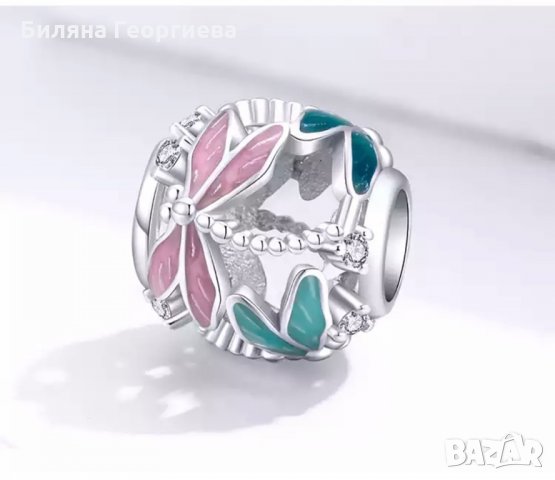 Талисман за гривна Пандора Dragonfly сребро s925 модел 007, снимка 6 - Гривни - 34479137