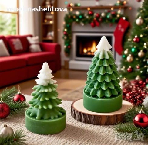 3D 2 модела елха елхи силиконов молд форма свещи гипс сапун смола фондан шоколад 