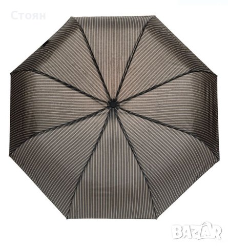 Автоматичен чадър за дъжд Черно кафяво на райе 31,5 см