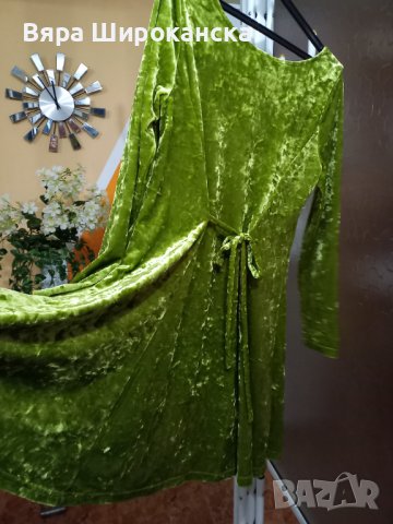 Плюшена жълтозелена ярка туника. Размер: L, XL., снимка 3 - Туники - 40521958