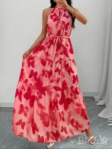 Лятна дълга рокля с пеперуди, снимка 1