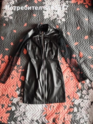 Кожена рокля с цип