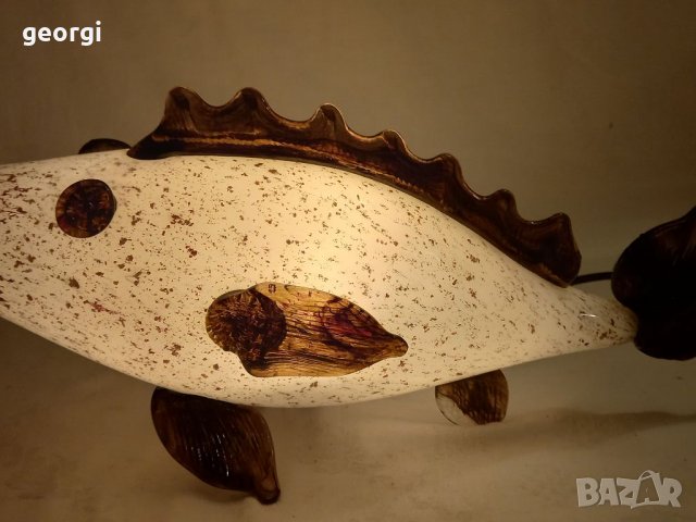 Стъклена риба лампа Murano, снимка 1 - Настолни лампи - 39146449