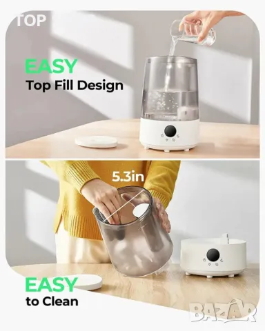 Овлажнител Homvana H101 тих ултразвуков овлажнител 3л с осветление, снимка 13 - Овлажнители и пречистватели за въздух - 48788277