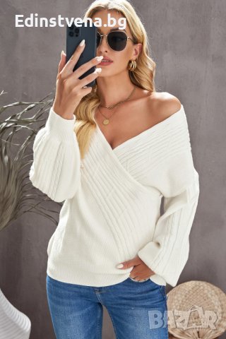 Дамски пуловер в бяло, снимка 12 - Блузи с дълъг ръкав и пуловери - 42781565