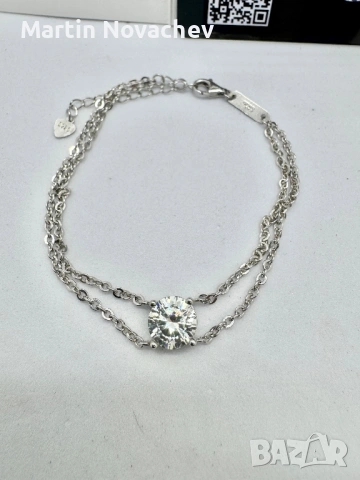 Сребърна гривна с мойсанит (Диамант) 2 карата, снимка 10 - Гривни - 54089901