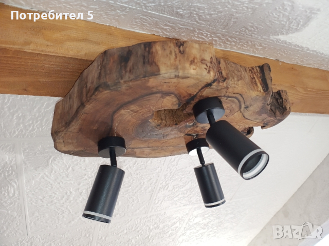 Лампа / полилей дърво масив, снимка 4 - Лампи за таван - 44590210