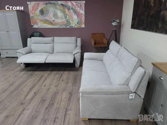Комплект светло сиви дивани от плат две тройки, снимка 8 - Дивани и мека мебел - 44297942