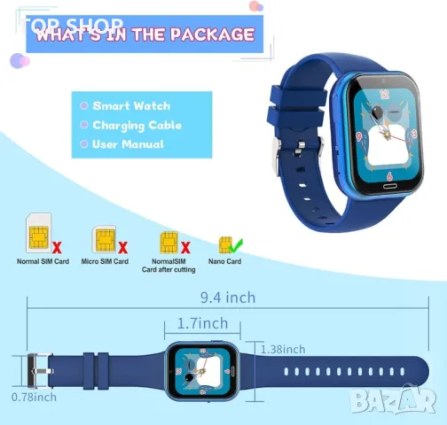 Смарт часовник,телефон с игри крачкомер Обаждане SOS Музика Камера Будилник,, снимка 6 - Смарт гривни - 49265198