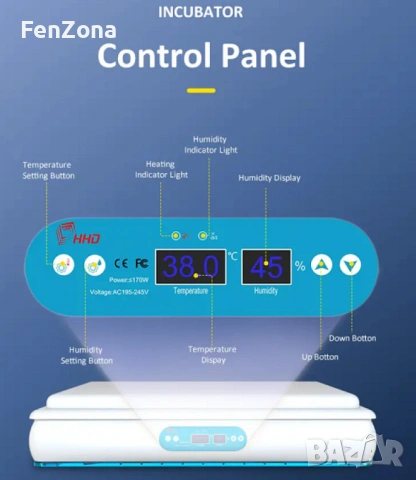 Инкубатор за 120 яйца с микрокомпютър и автоматичен контролер H-120, снимка 6 - Други стоки за дома - 53961665
