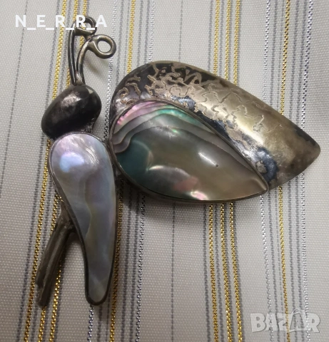 Стара брошка със седеф, снимка 4 - Други - 53009136