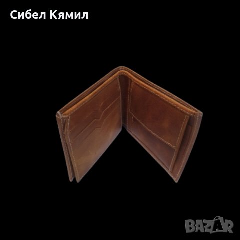 Мъжко портмоне в кафяв цвят от естествена к., снимка 2 - Портфейли, портмонета - 44387120