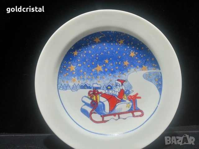 български порцелан чиния коледа нова година дядо мраз 