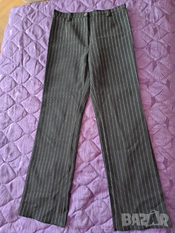 Дамски панталон черен на бели райета