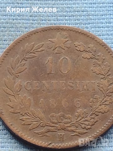 Монета 10 центисими 1866г. Италия Виктор Емануил втори 38554, снимка 2 - Нумизматика и бонистика - 42739393