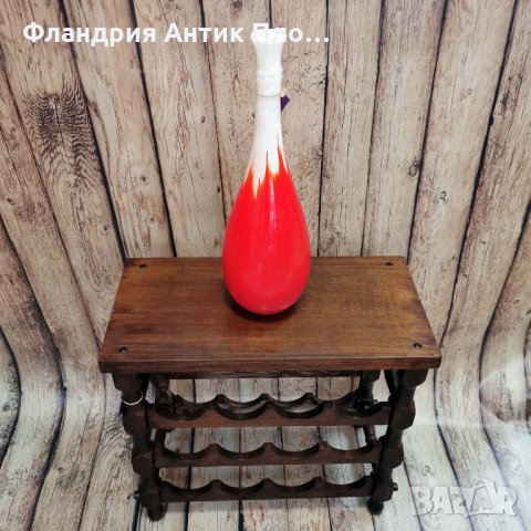 Ваза от арт стъкло в червено и бяло, снимка 2 - Вази - 31163243