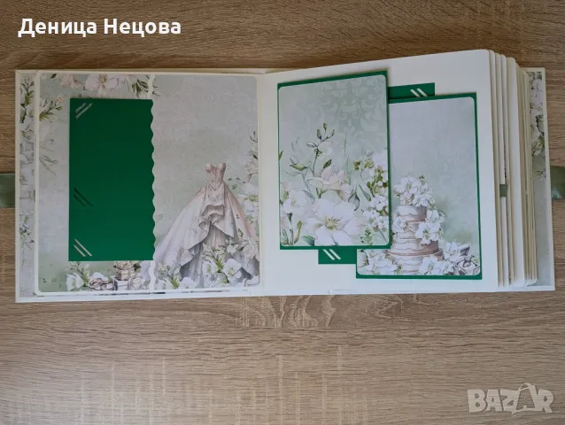 Ръчно изработен сватбен албум за снимки и сватбена картичка, снимка 5 - Сватбени аксесоари - 49736471