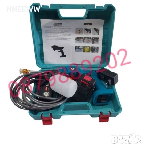 Акумулаторна водоструйка за почистване на автомобили с батерия и зарядно , снимка 5 - Аксесоари и консумативи - 50990917