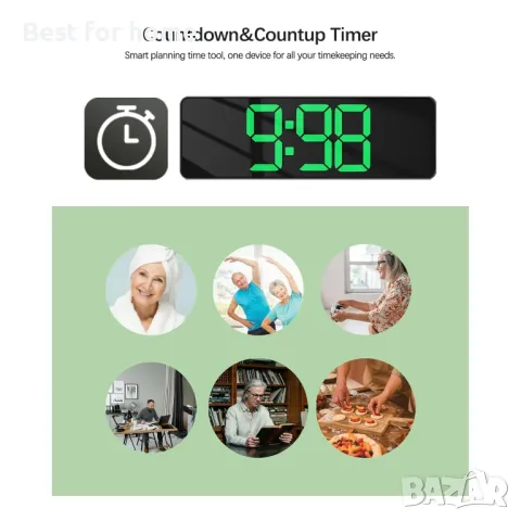 Голям офис/ хотел/ фитнес цифров стенен часовник Homartel- 40 см, снимка 6 - Друга електроника - 48743502