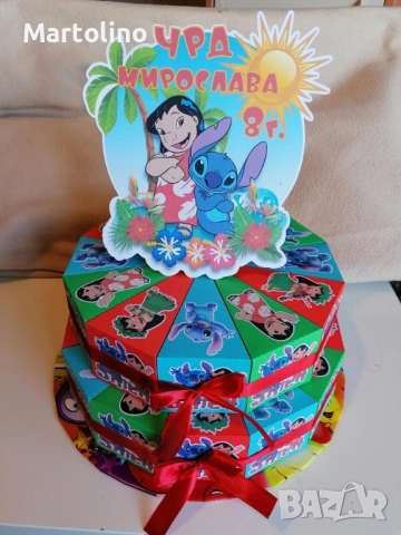 Картонена торта Лило и Стич